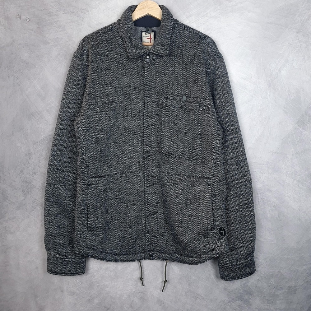 Relwen CPO Jacket Mens Medium Gray Herringbone Tweed Full Zip Shirt Jacket